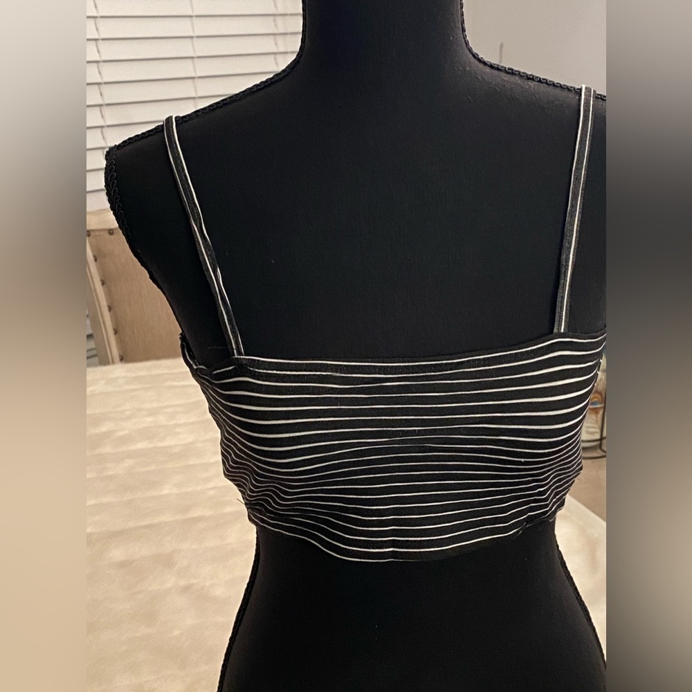 Black & White Striped Halter Tank Top